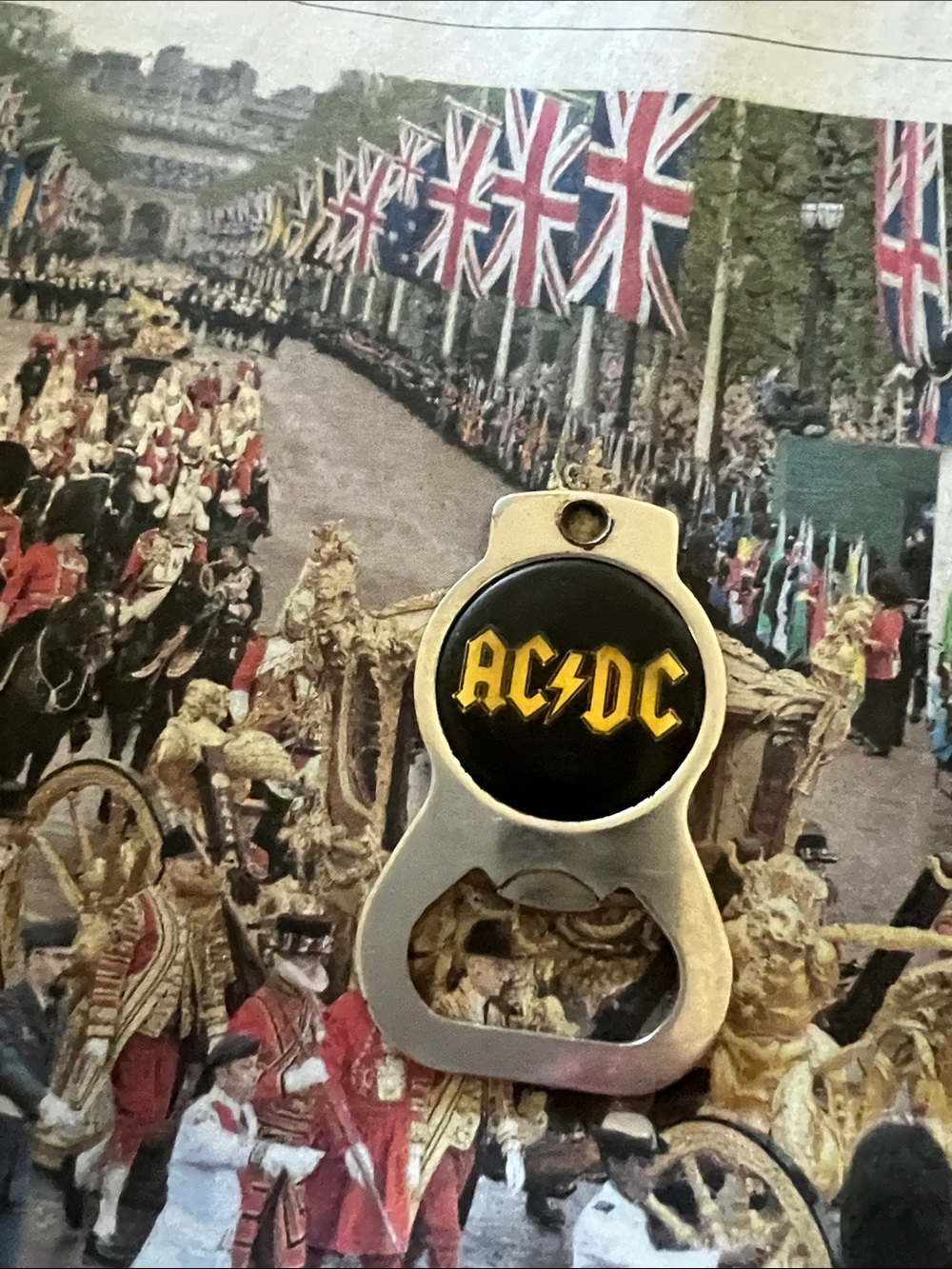 AC/DC Black and Gold Bottle Opener Keychain